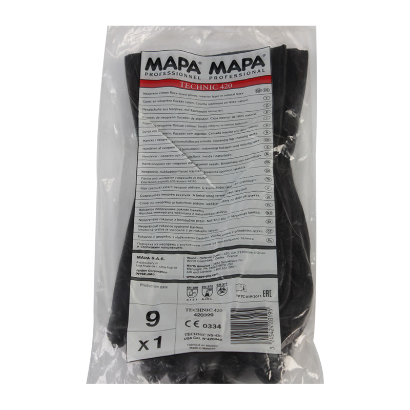 MAPA Technic420-6氯丁橡膠植絨防化手套圖片2