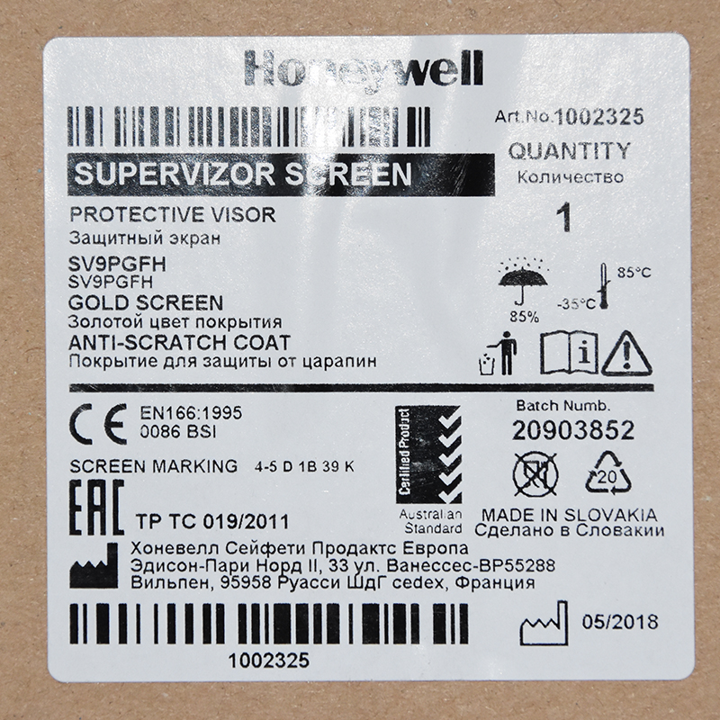 Honeywell霍尼韋爾1002325聚碳酸酯PC鍍金防沖擊面屏圖片3