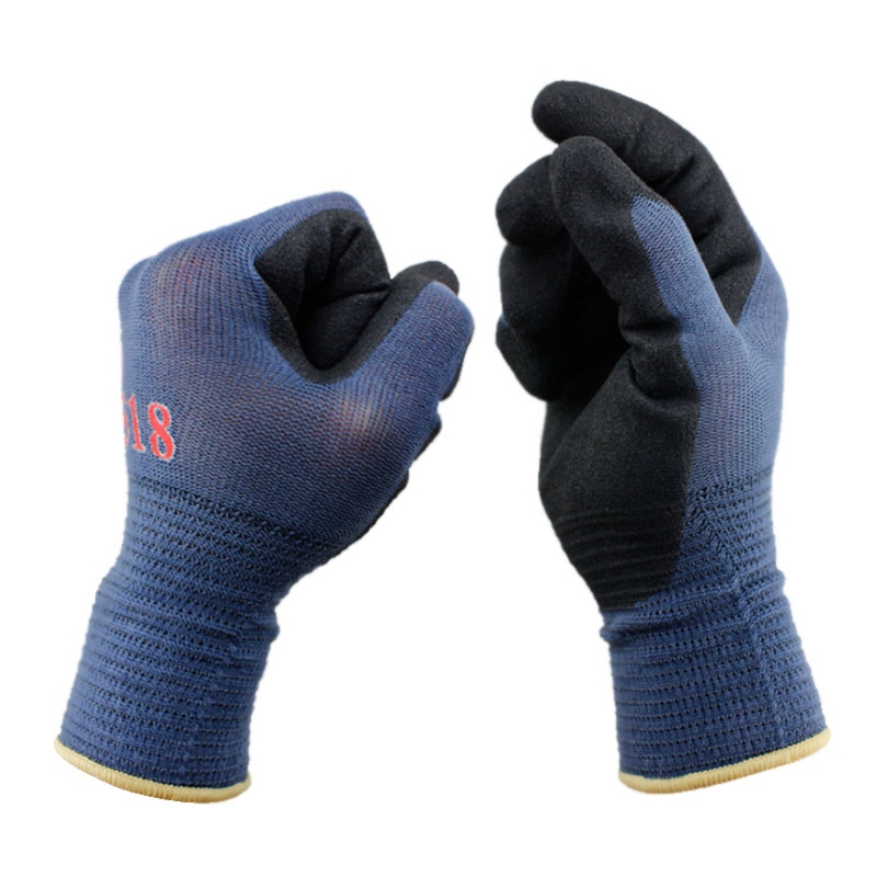 TOWA 518藍紗黑丁腈涂層勞保手套圖片1