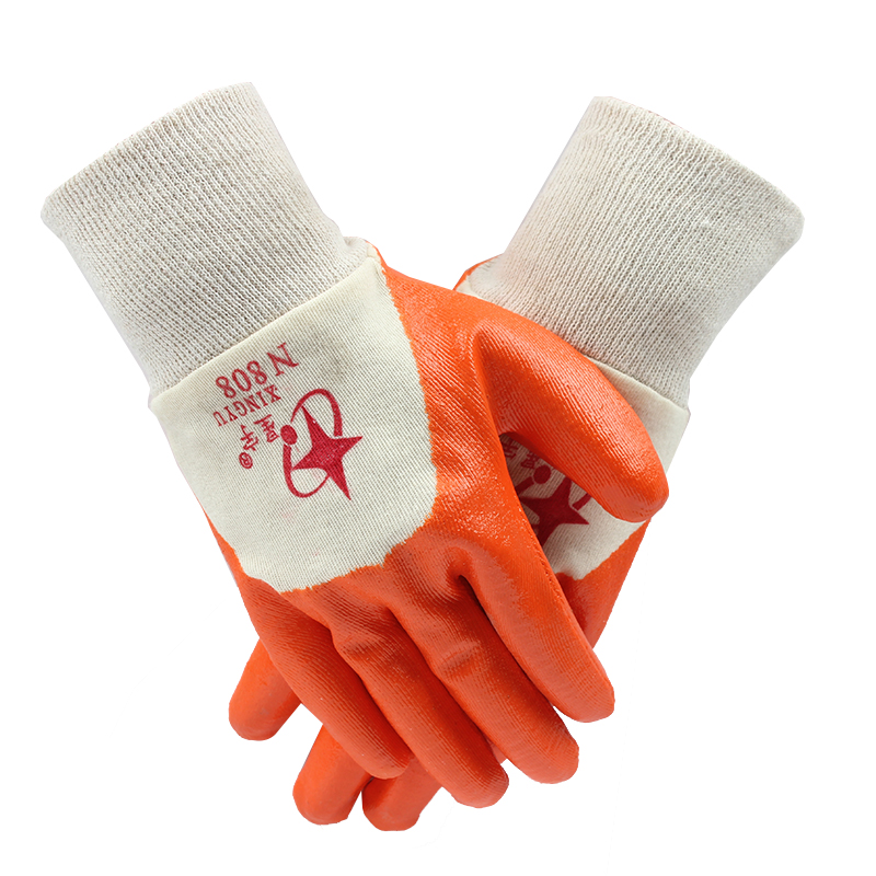 星宇N808針織棉布丁腈半浸勞保手套圖片2