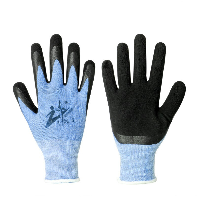 牛郎星彈力星藍黑發泡勞保手套圖片4
