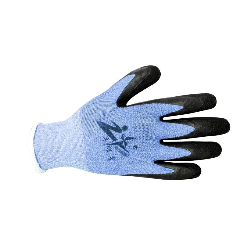 牛郎星彈力星藍黑發泡勞保手套圖片3