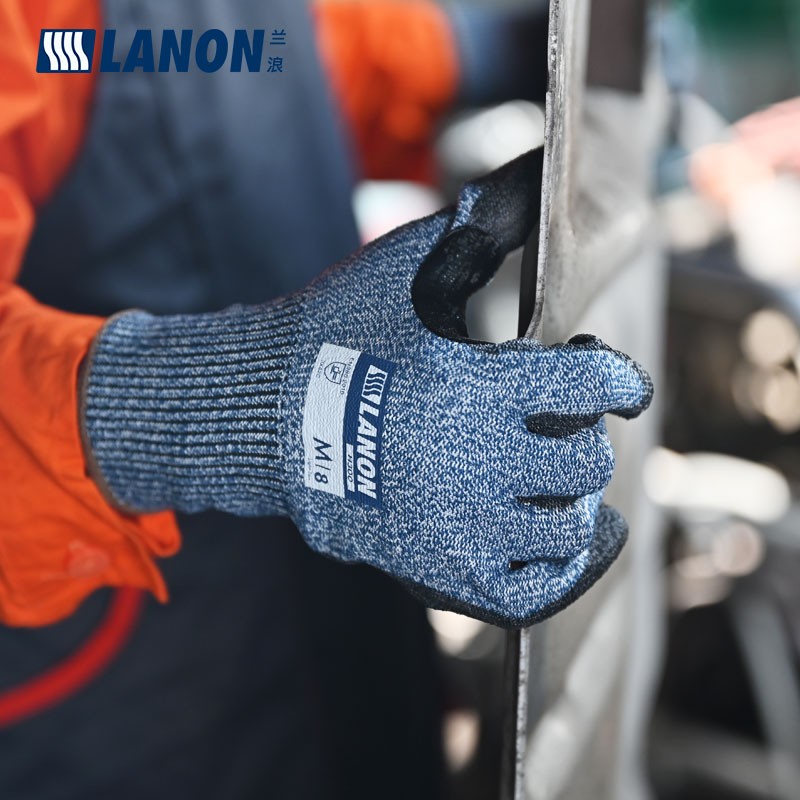 LANON蘭浪H300PU涂掌耐磨5級防割手套圖片2