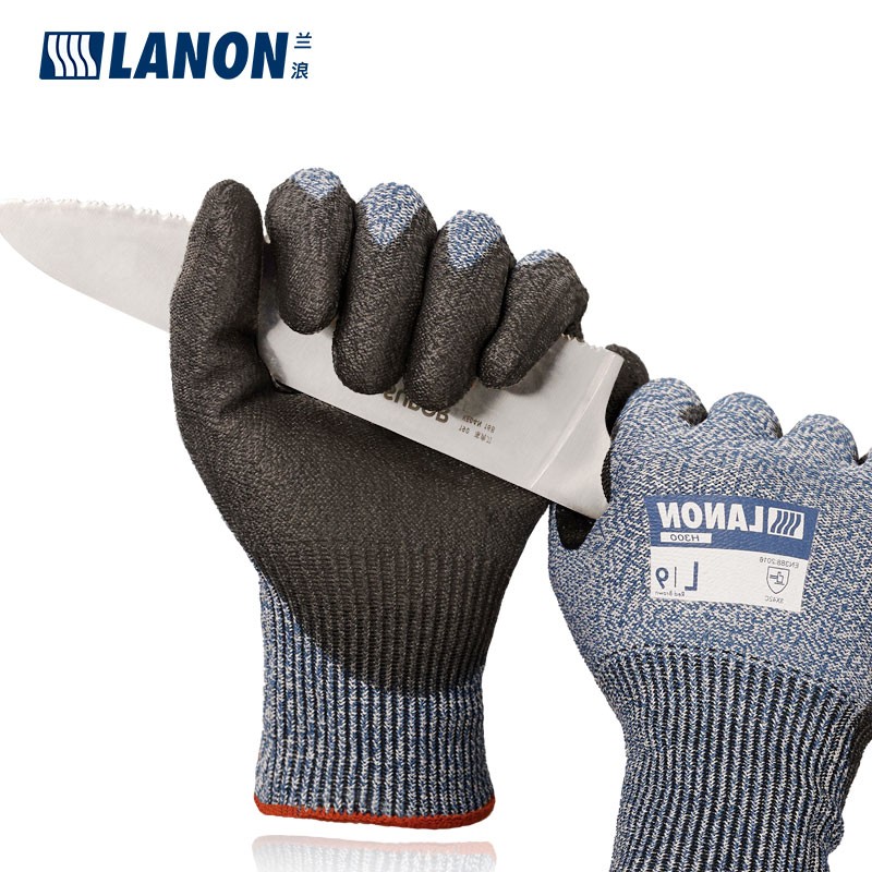 LANON蘭浪H101丁腈涂掌耐磨3級防割手套圖片1