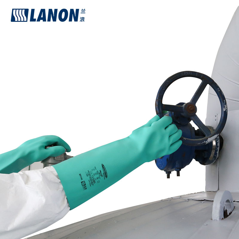 LANON蘭浪SR145加厚加長丁腈防化手套圖片3