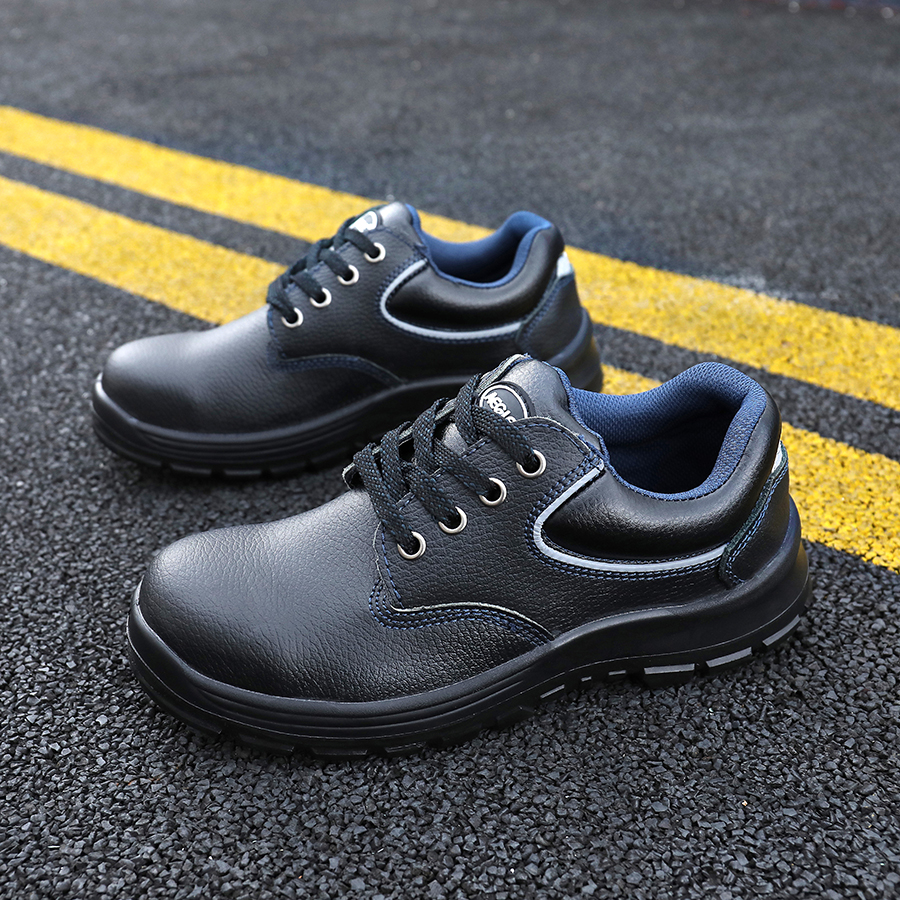 羿科60725101鋼頭鋼板防靜電黑色低幫安全鞋圖片1