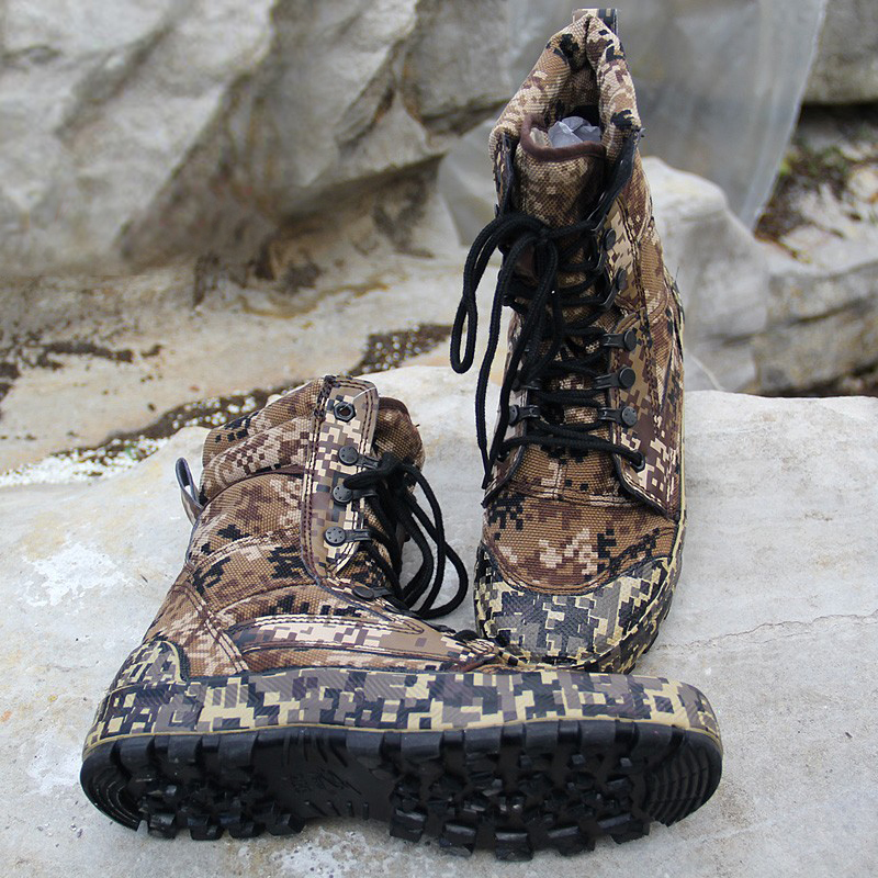 3537超高腰迷彩鞋高幫耐磨一體鞋舌防風防沙勞保鞋圖片2
