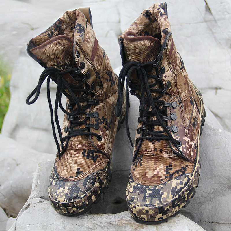 3537超高腰迷彩鞋高幫耐磨一體鞋舌防風防沙勞保鞋圖片1