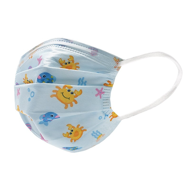 霍盛HMS-DM-06舒適平面口罩超小號(hào)35片盒裝(小螃蟹印花款)圖片2