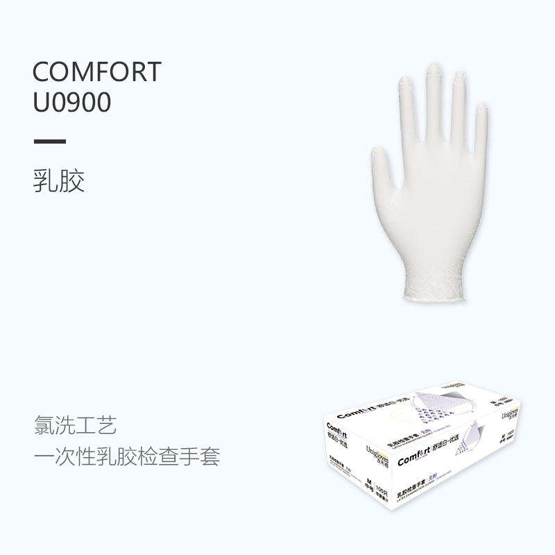 友利格舒適COMFORT U0900一次性無粉優(yōu)選乳膠檢查手套圖片1