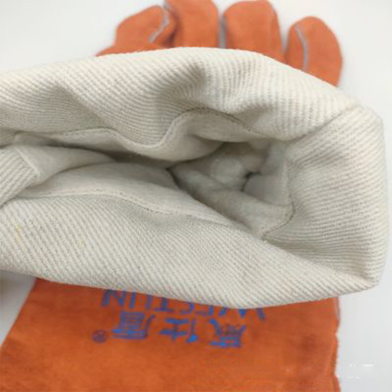 威仕盾G-0392橙紅色牛二層皮電焊手套圖片2