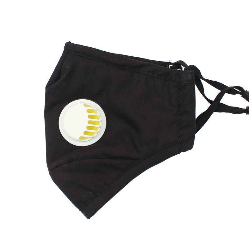 藍星黑色耳戴式帶閥成人棉布口罩圖片1