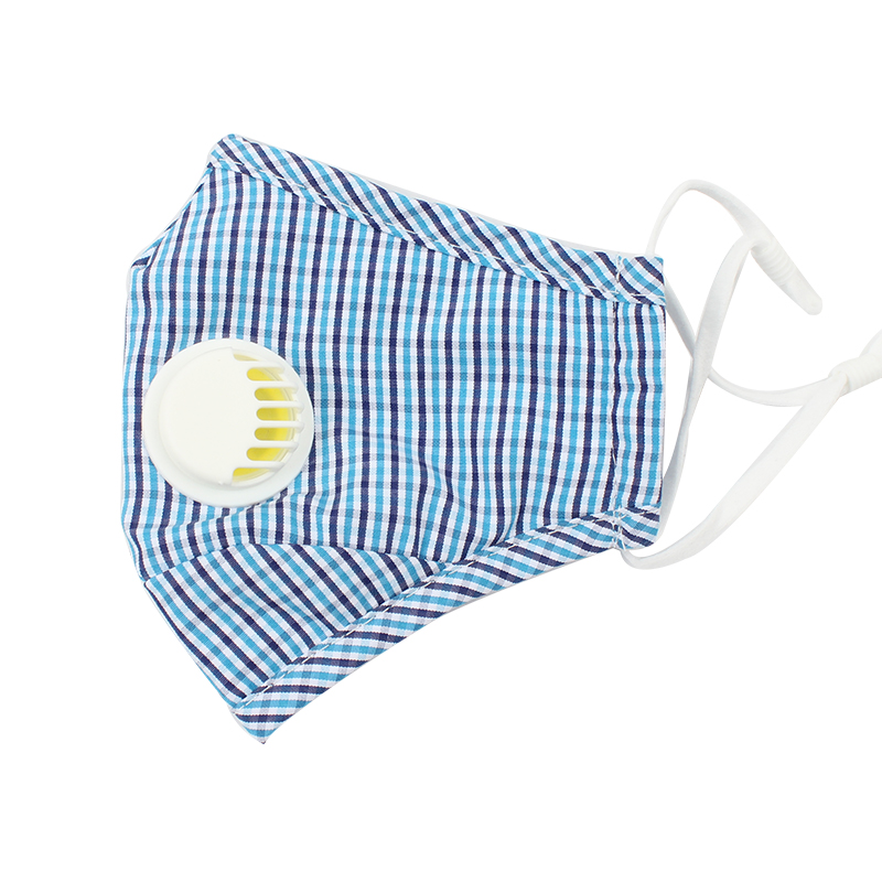 藍星藍格耳戴式帶閥成人棉布口罩圖片1