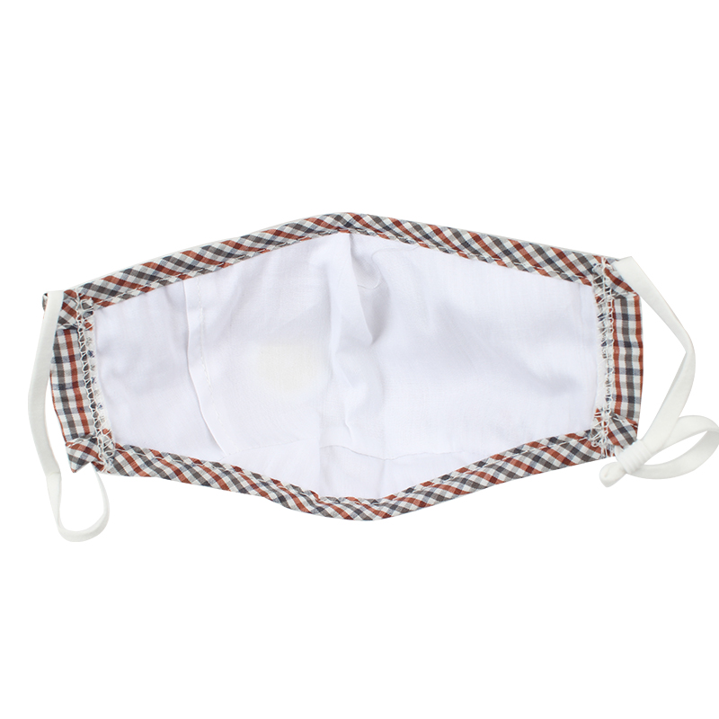 藍星紅格耳戴式帶閥成人棉布口罩圖片2