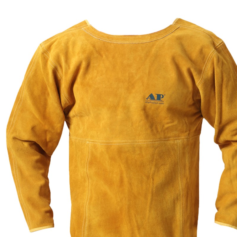 友盟AP-6200金黃色芯皮長袖圍裙式焊工服圖片1