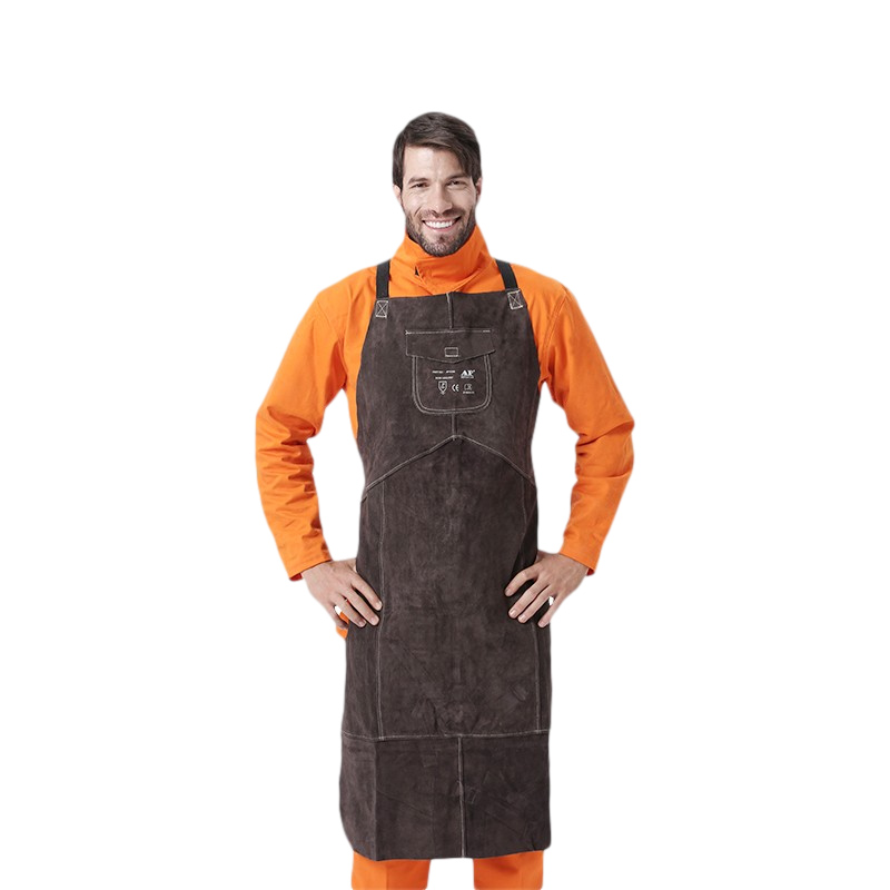 友盟AP-6100炭啡色全皮護胸焊工服圖片2