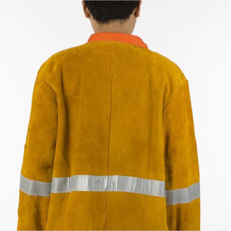 友盟AP-2160金黃色側(cè)開胸全皮焊工服圖片2