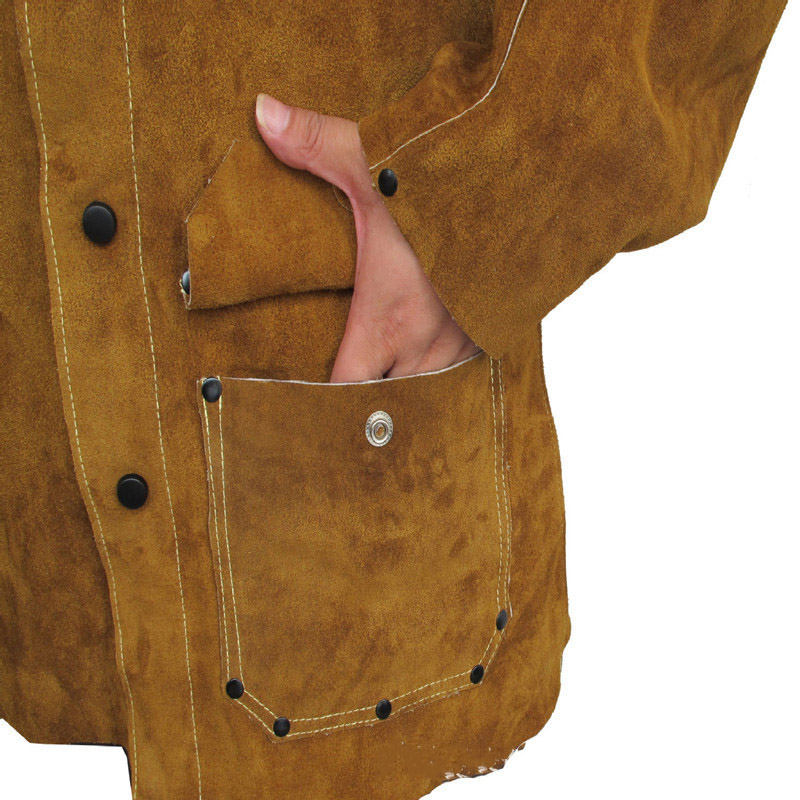 友盟AP-8130金棕色全皮焊工服上衣圖片3