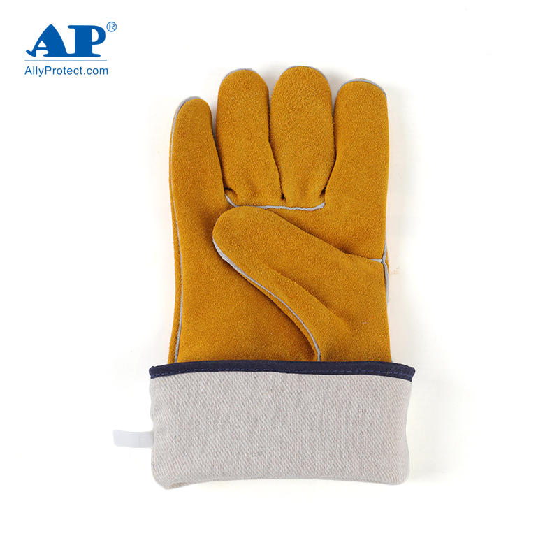 友盟AP-1210金黃色牛二層皮電焊手套圖片3