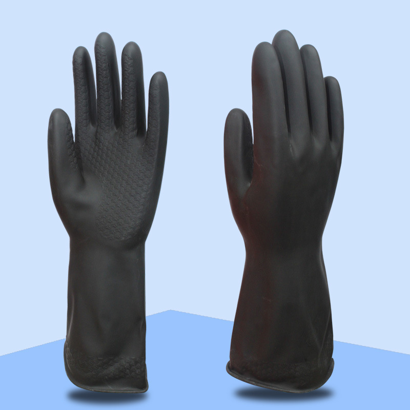 廣州雙一黑色工業(yè)橡膠乳膠手套防化耐油耐酸堿手套圖片1