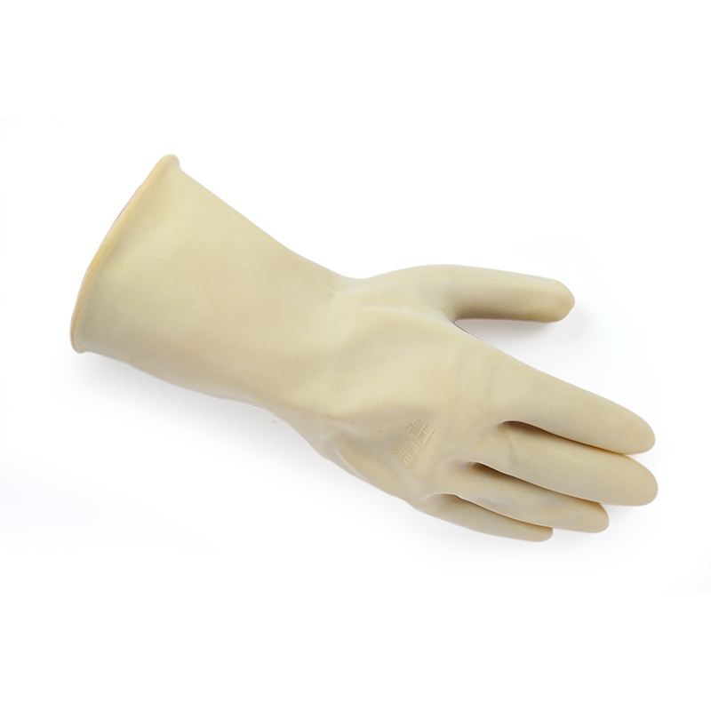 玉蝶白色工業耐酸堿橡膠手套中厚圖片1