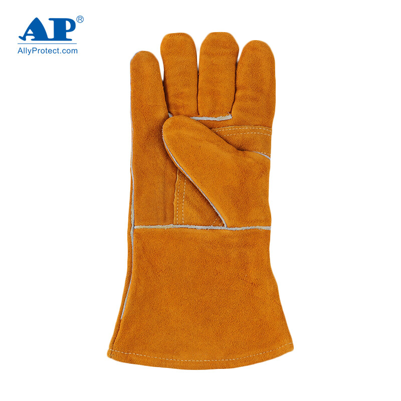 友盟AP-0909金黃色牛二層皮電焊手套圖片1