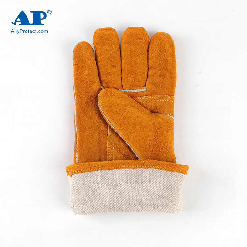 友盟AP-0909金黃色牛二層皮電焊手套圖片3