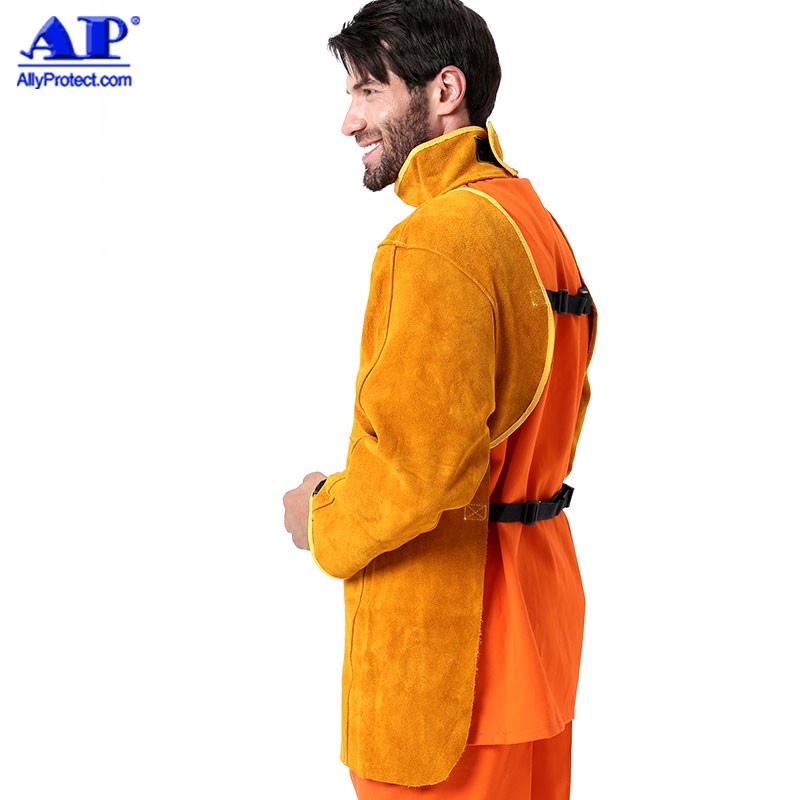 友盟AP-8000金黃色皮護胸帶領(lǐng)長袖圍裙圖片1