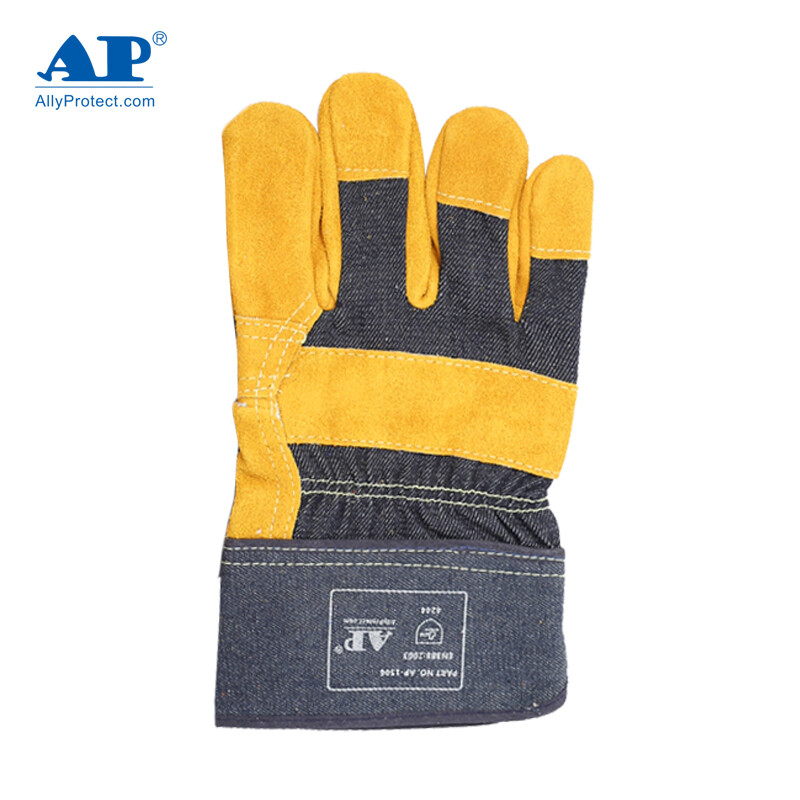 友盟AP-1506金黃色牛二層皮勞保手套圖片3