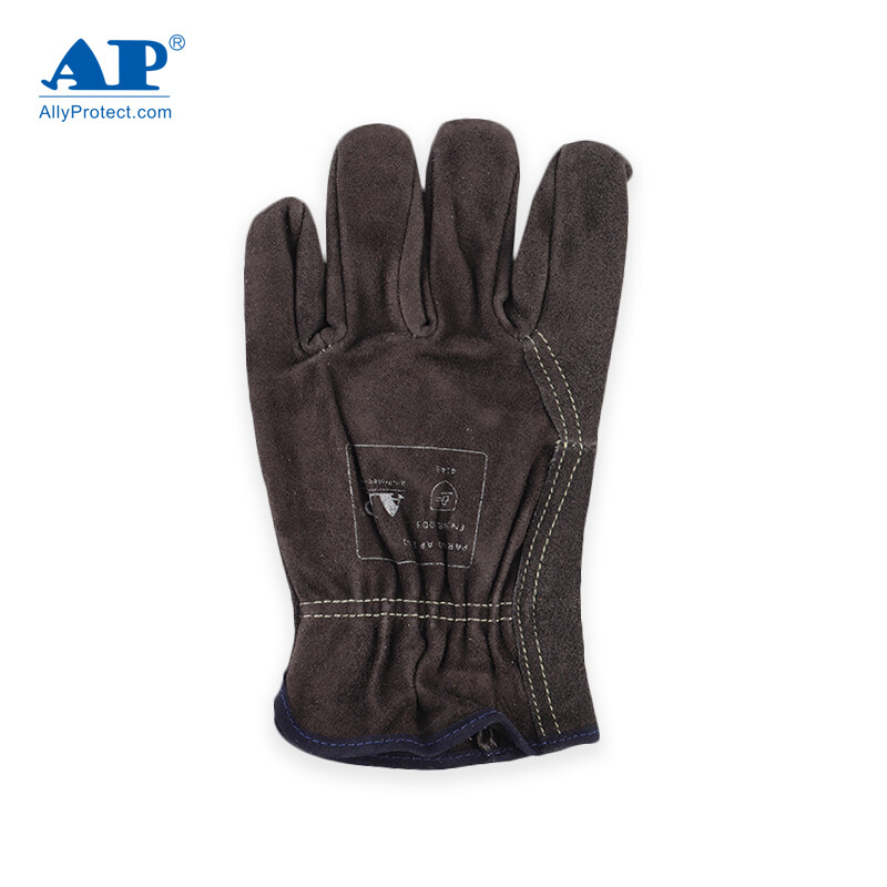 友盟AP-1301炭啡色牛二層皮勞保手套圖片1