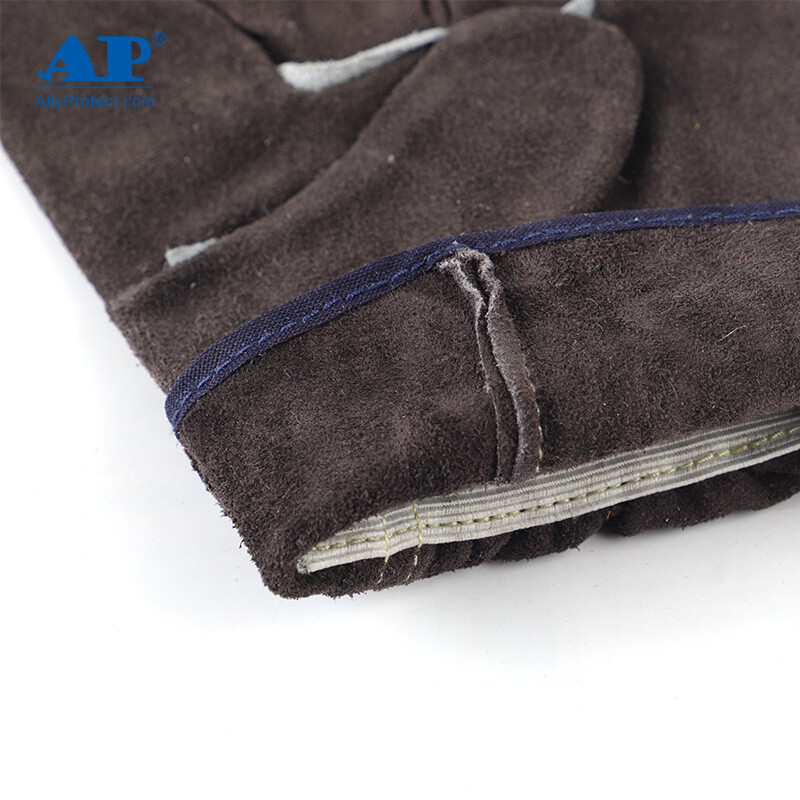 友盟AP-1301炭啡色牛二層皮勞保手套圖片3