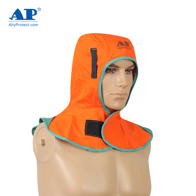 友盟AP-6671橙紅色阻燃布全護式焊帽圖片1