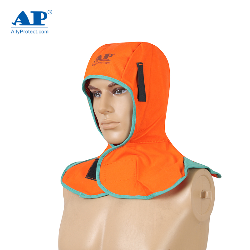 友盟AP-6671橙紅色阻燃布全護式焊帽圖片3