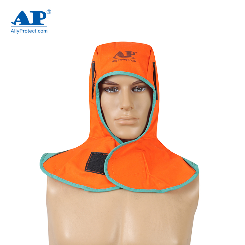友盟AP-6671橙紅色阻燃布全護式焊帽圖片4