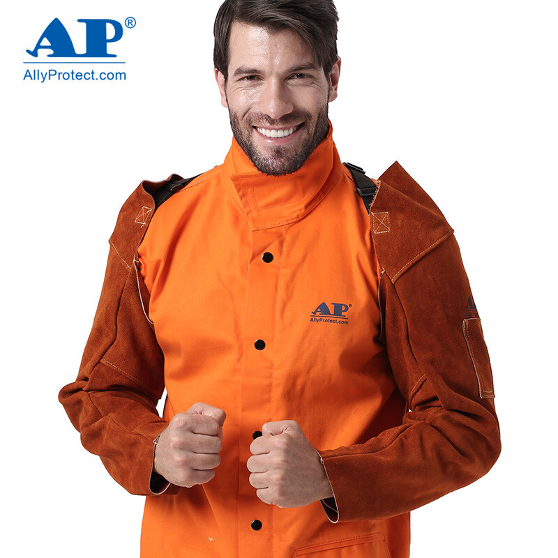 友盟AP-9115咖啡色牛二層芯皮連臂套袖圖片1