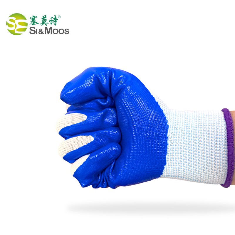 塞莫詩CG904BW藍色浸膠丁腈手套圖片2
