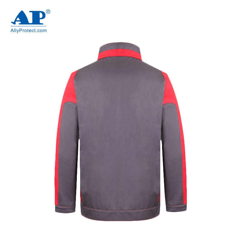 友盟AP-6852灰紅配色阻燃工作服上衣圖片2
