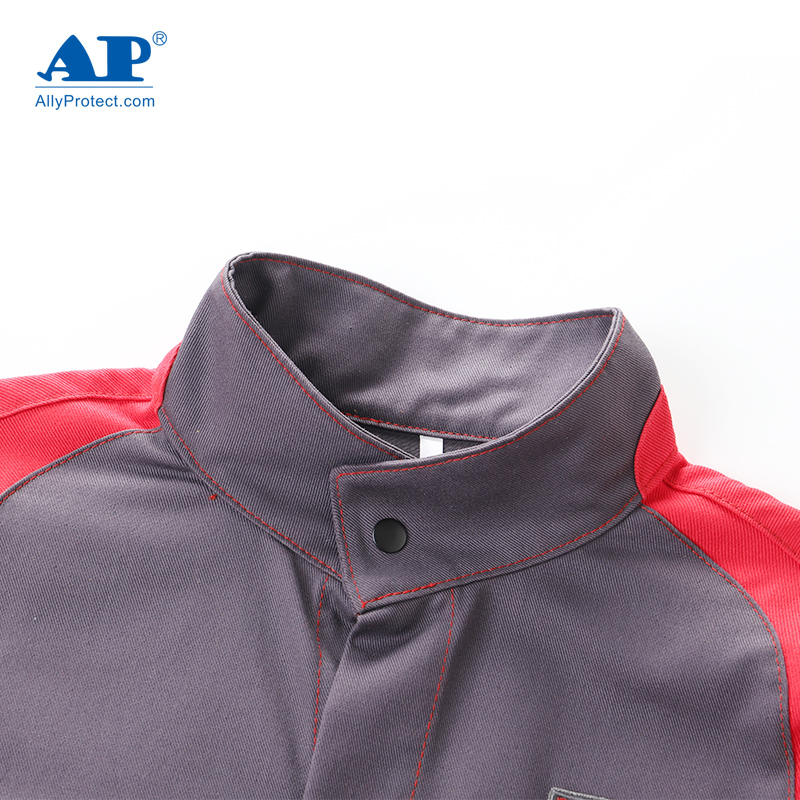 友盟AP-6852灰紅配色阻燃工作服上衣圖片3