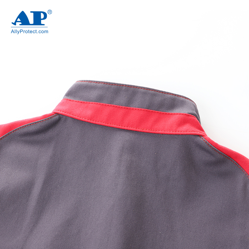 友盟AP-6852灰紅配色阻燃工作服上衣圖片4