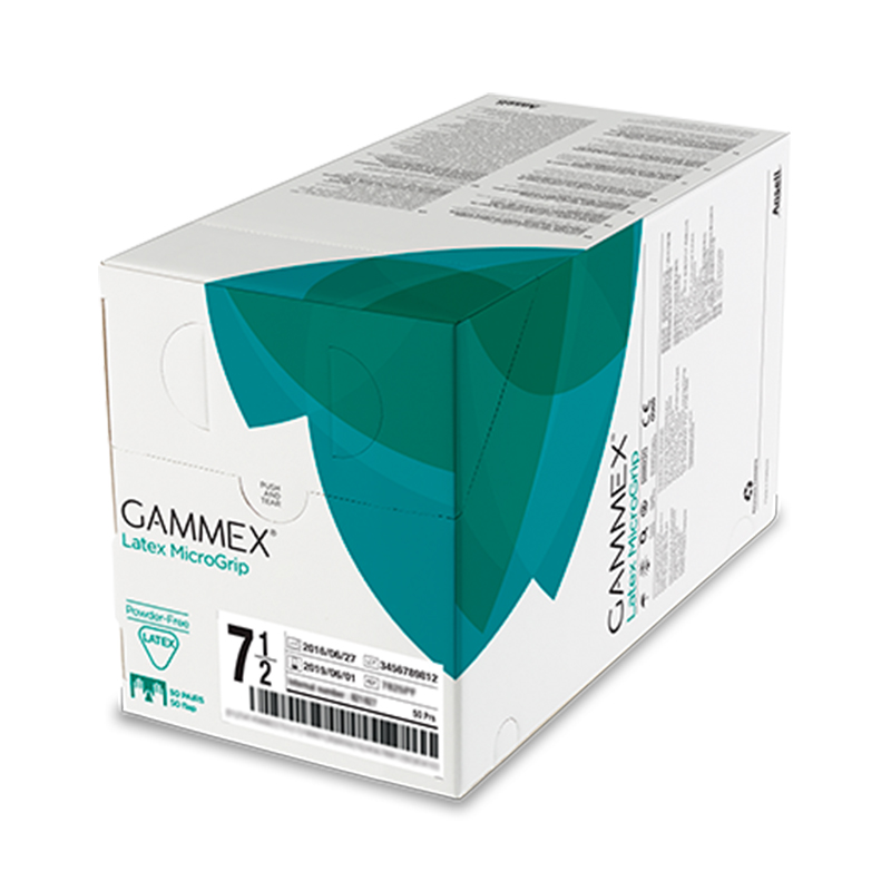 安思爾GAMMEX Latex MicroGrip 330055080無粉末乳膠外科手套圖片1