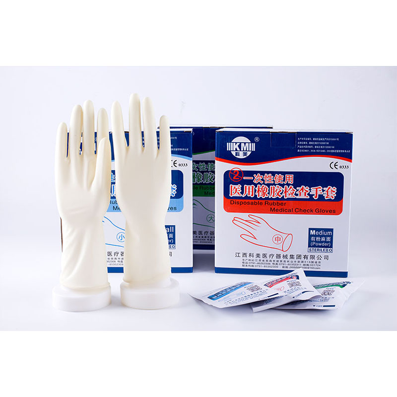 科美一次性使用醫用橡膠檢查手套無粉麻面圖片2