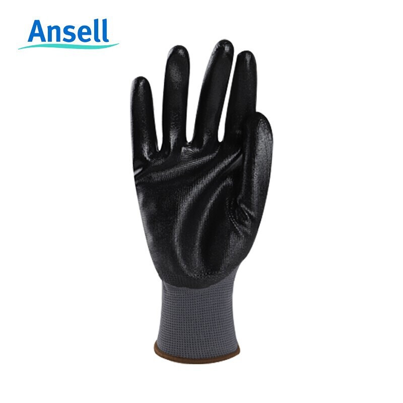 安思爾48-126滌綸PU掌部涂層黑色勞保手套圖片1