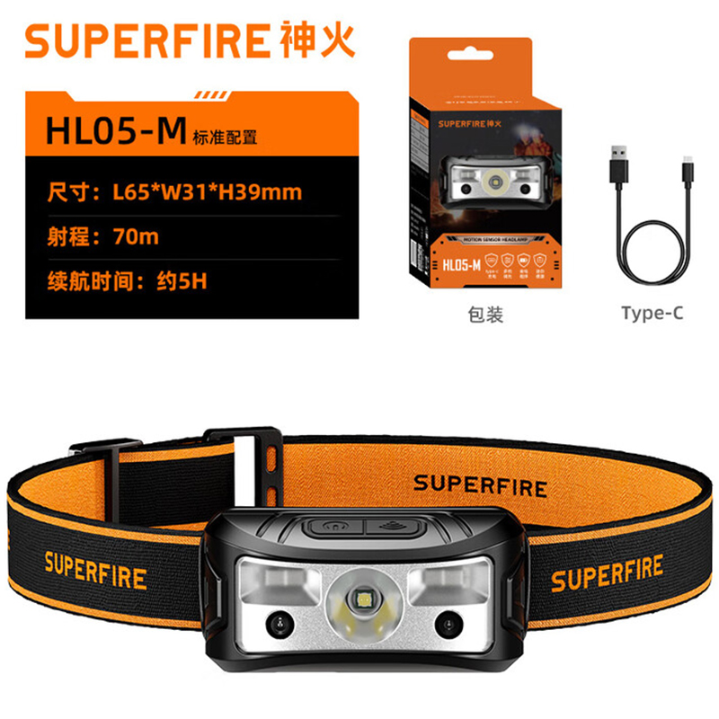 神火HL05-M多檔調光智能感應頭燈圖片1