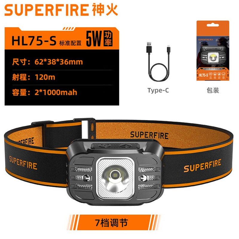 神火HL75-S便攜式長續(xù)航感應(yīng)頭燈圖片1