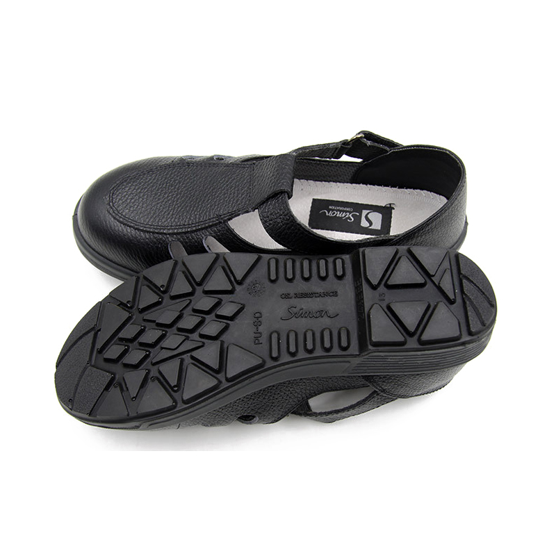 希滿YS-715黑色壓花牛皮透氣防砸安全涼鞋圖片2