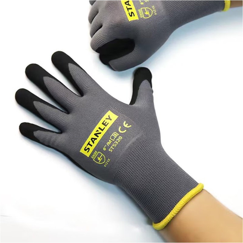 STANLEY史丹利ST5320灰色丁腈磨砂涂掌防滑耐磨勞保手套圖片2