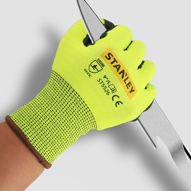 STANLEY史丹利ST5526熒光黃PU掌浸耐磨防滑防刺防割手套圖片3