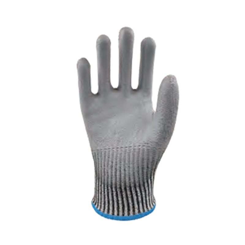 思衛(wèi)爾7120升級款麻灰色10針F級PU浸掌HPPE玻璃纖維防割手套圖片1