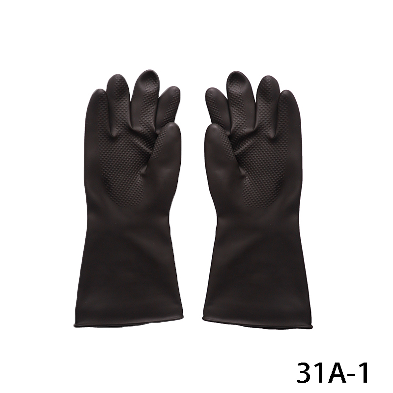 威蝶31A-1黑色耐酸堿乳膠手套