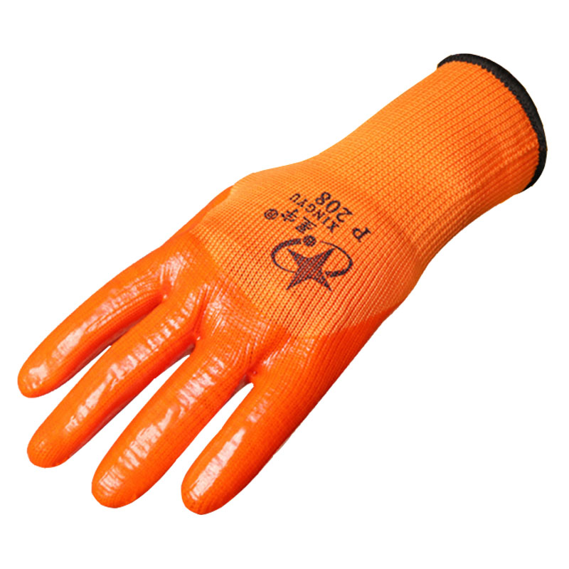 星宇P208尼龍拉絨PVC半浸勞保手套